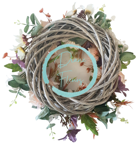 Prútený veniec ozdobený umelými gerberami Ø 30cm