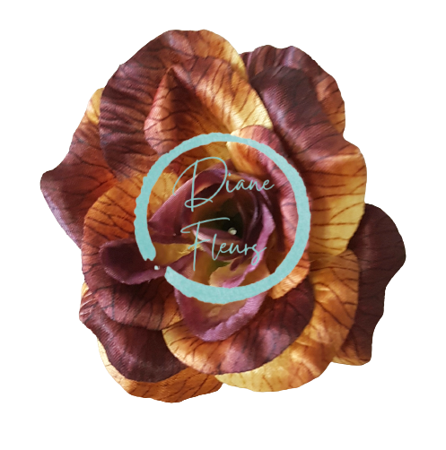 Ruža hlava kvetu 3D 10cm hnedá & vínová umelá