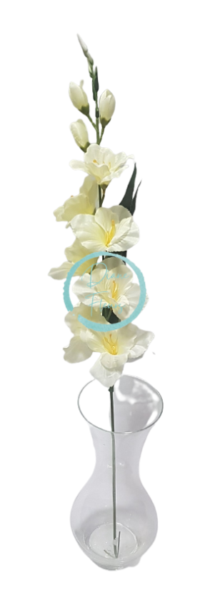 Gladiola kusová do vázy 78cm krémová umelá