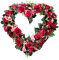 Coroana „Inimă” din trandafiri artificiali, ranunculus, ciulin si accesorii 70cm x 70cm
