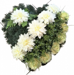 Artificial Sympathy wreath "Heart -shaped" Dahlias & Roses & accessories 55cm x 55cm