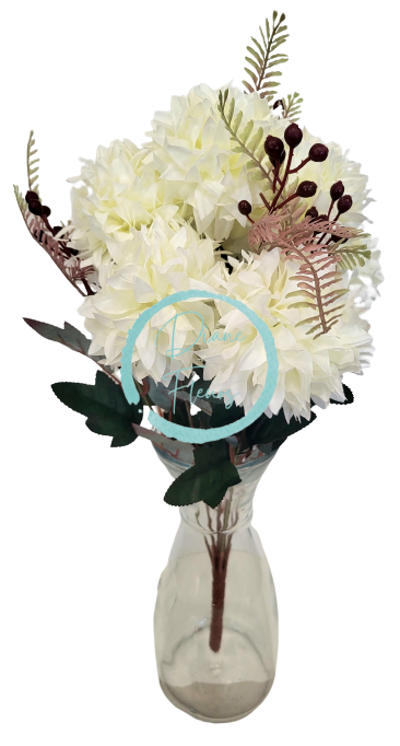 Künstlicher Chrysanthemenstrauß x11 48cm Creme