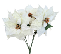Artificial Poinsettia Bouquet x5 50cm Cream