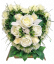 Nagrobni venec na stojalu Srce, vrtnice in dodatki 45cm x 40cm