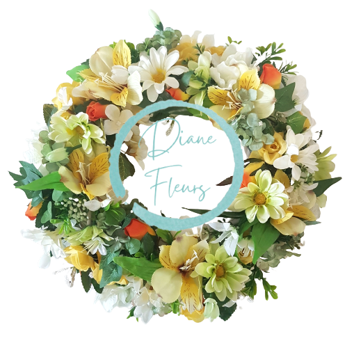 Luxusný prútený veniec ozdobený umelými margarétkami, hortenziami a alstromériou Ø 35cm