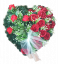 Künstliche Kranz Herz-förmig mit Rosen und Zubehör 65cm x 65cm Rot