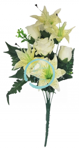 Buket ruža i ljiljana "8" krema 47cm umjetna