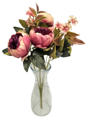 Buchet luxos de Bujori 48cm flori artificiale roz, burgundia