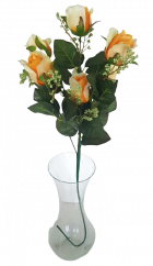 Buchet de trandafiri x6 78cm flori artificiale galben, portocaliu