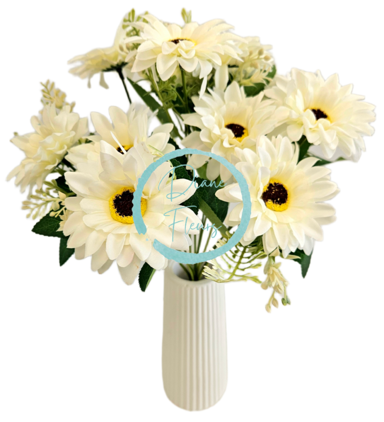 Букет от магаритки х11 32 см кремав изкуствен