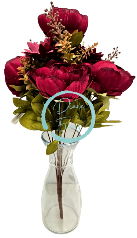 Artificial Peonies and Sunflowers luxury bouquet 50cm Red