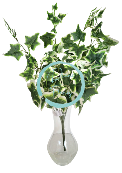 Dekoráció gally zöld mesterséges növény borostyán tarka levél 58cm