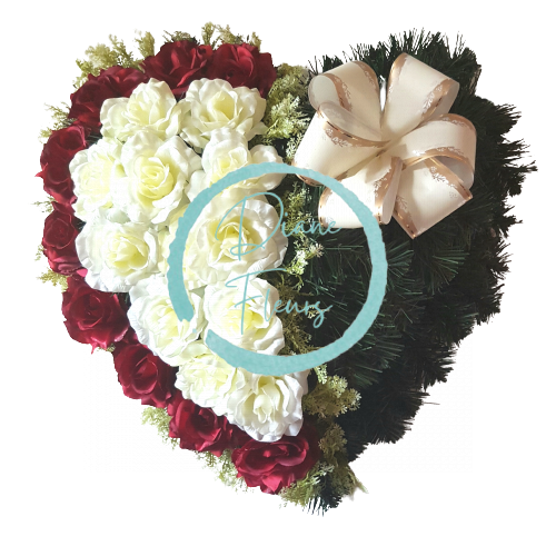 Beautiful sympathy wreath "Heart -shaped" with Artificial Roses 55cm x 55cm