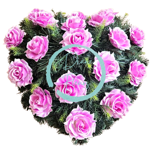 Smútočný veniec srdce z Ruží 55cm x 55cm umelý