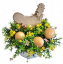 Easter table decoration Hen with eggs and accessories 24cm x 24cm
