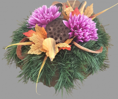 Aranjament crizanteme artificiale și accesorii Ø 28m x 16cm