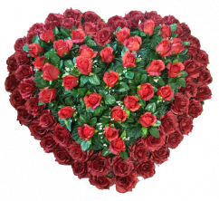 Smuteční věnec "Srdce" z umělých růží 80cm x 80cm červený