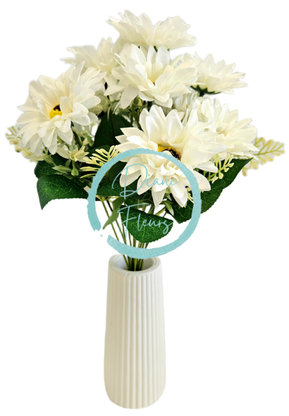 Букет от магаритки х11 32 см бял изкуствен