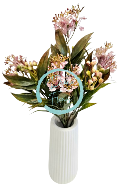 Dekorace přízdoba zeleň umělá 37cm růžová, zelená