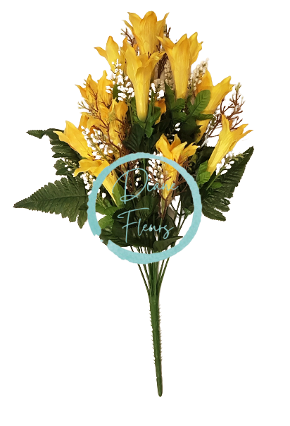 Buchet de crini x12 galben 50cm flori artificiale