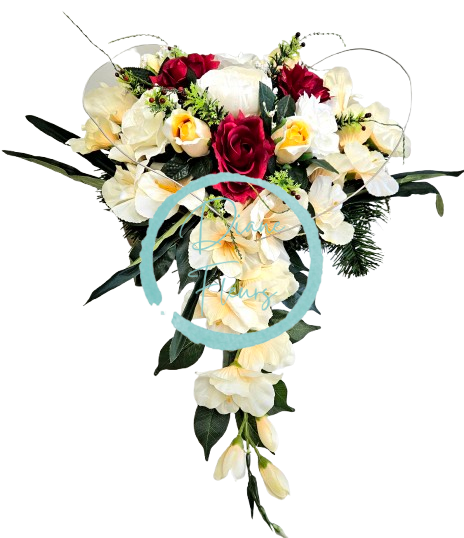 Luxury arrangement made of artificial peony, roses, gladiolus and accessories 48cm x 60cm x 20cm