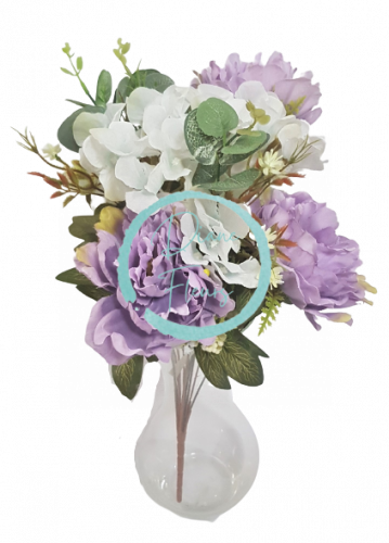Bazsarózsa Bazsarózsa és Hortenzia csokor 48cm lila művirág
