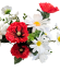 Buchet de Margarete şi Maci x12 41cm roşu, alb flori artificiale