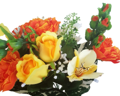 Künstliche Pfingstrosen & Alstroemeria Bouquet 38cm Orange & Gelb