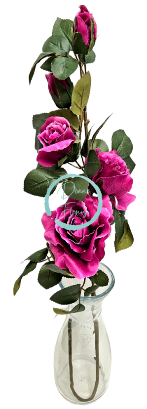 Růže kytice větev x6 88cm umělá vínová