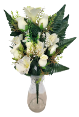 Künstliche Rosen und Alstroemeria Inkalilien Strauß x12 52cm Creme