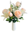 Buchet de Trandafiri & Crini x12 48cm salmon flori artificiale