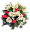 Aranžmán betonka umelé margarétky, tulipány, krokus a doplnky 38cm x 32cm