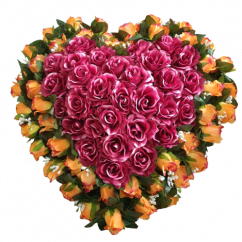 Frumoasa Coroană "Inima" de flori artificiale trandafiri 55cm x 55cm