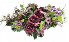 Sympathy arrangement made of artificial Roses and Accessories 50cm x 25cm x 16cm