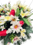 Aranžmán betonka umelé margarétky, tulipány, krokus a doplnky 38cm x 32cm