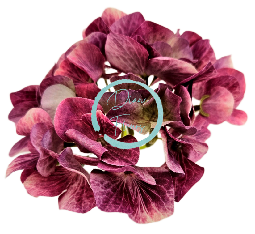 Изкуствена глава на хортензия 12 см бордо