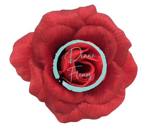 Cap de floare de trandafir 3D O 3,9 inches (10cm) rosu flori artificiale