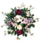 Wianek sztuczne róże, piwonie, stokrotki, clematis i dodatki 50cm