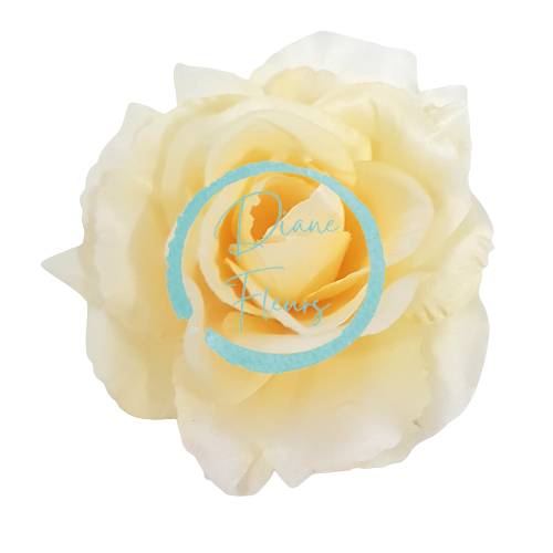Testa di fiore di rosa artificiale giallo chiaro O 10cm