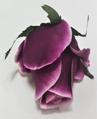 Ruža puk hlava kvetu O 8cm fialová umelá