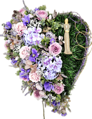 Luxury Artificial Wreath Heart Exclusive Roses, Hydrangeas, Angel and Accessories 75cm x 65cm