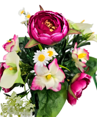 Umelá kytica Pivonka, Alstromeria, Kala a doplnky 42cm vínová