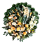 Luxusný smútočný veniec borovicový exclusive peonie pivonky, kaly, ruže, gladioly a doplnky Ø 95cm