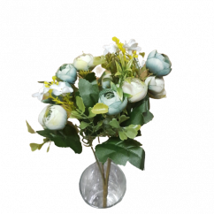 Buchet Camelia 30cm albastru flori artificiale