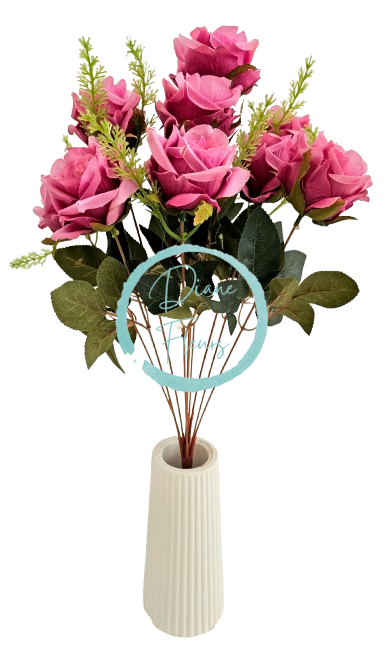 Artificial Roses Bouquet x11 50cm Burgundy