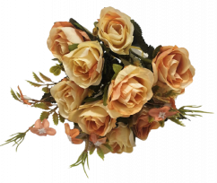 Rózsa csokor "10" barack 32cm művirág