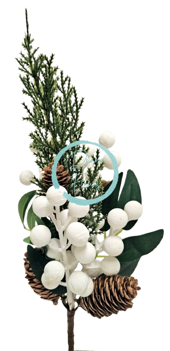 Dekorácia prízdoba pick šišky a bobuľky 32cm