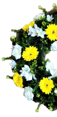 Künstliche Trauerkranz Exklusiv Gerberen, Rosen, Alstroemerien und Zubehör 65cm