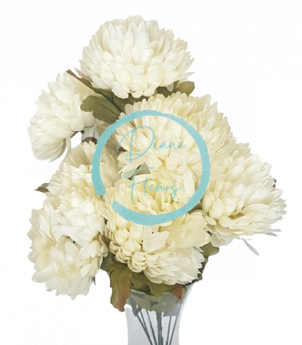 Künstliche Chrysantheme Strauß x10 53cm Creme
