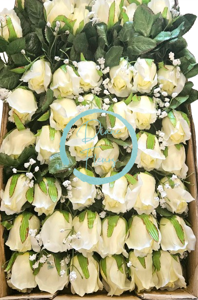 Ruža kusová 48cm umelá  - cena je za balenie 72ks krémová